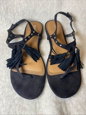 Mossimo Supply Co. Black Tassel T-Strap Sandals